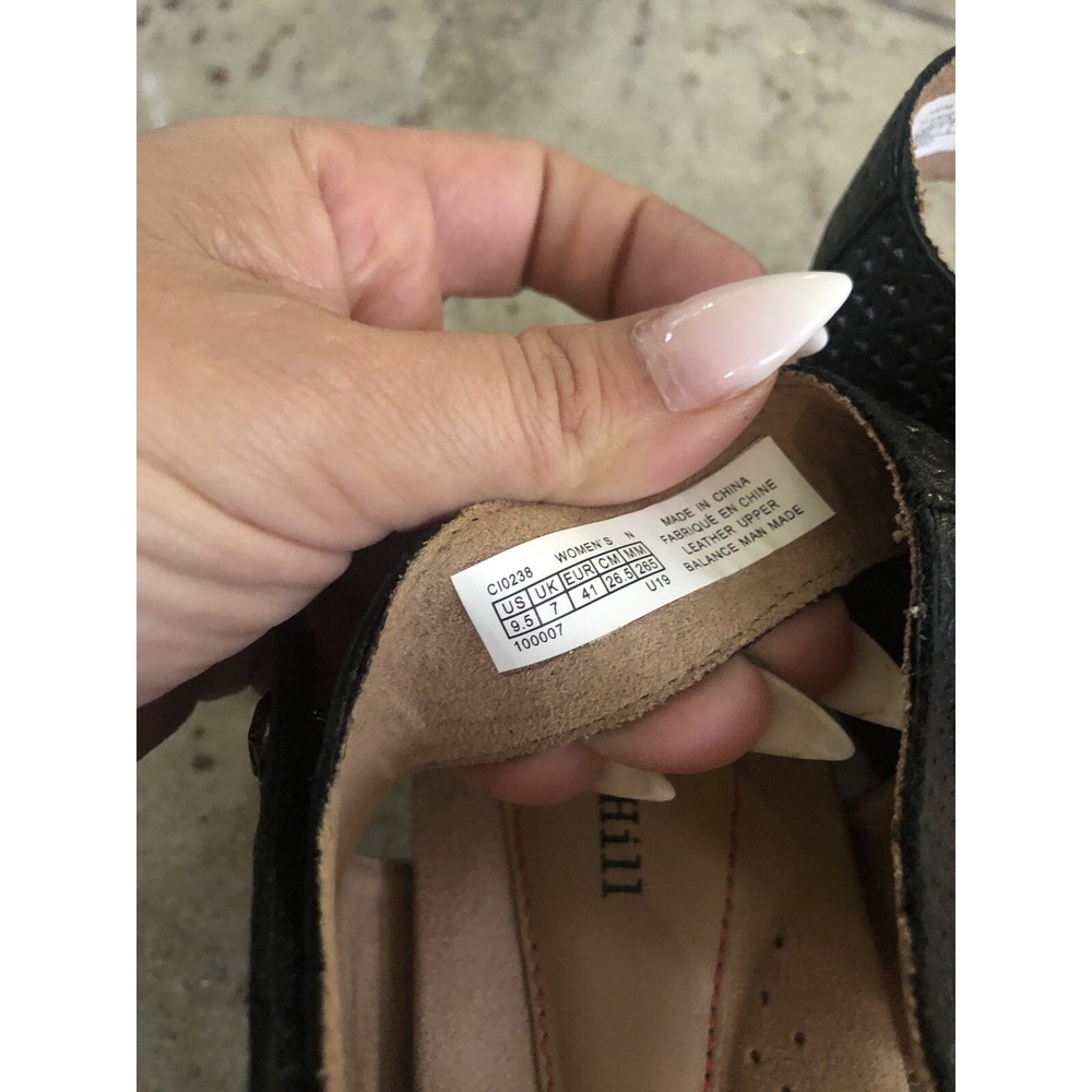 Cobb Hill Adele Black Gray Leather Comfort Sandal Heels Womens 9.5N Narrow - Picture 9 of 12